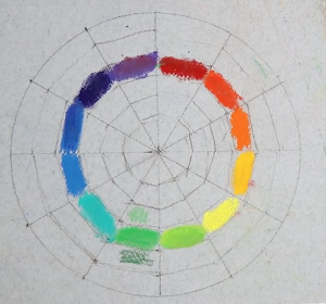 рисование цветового круга пастелью