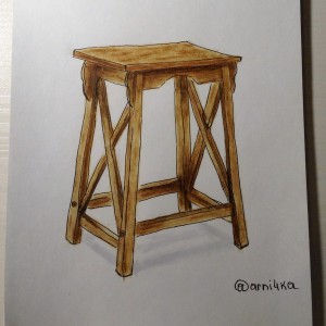 деревянный стул маркерами